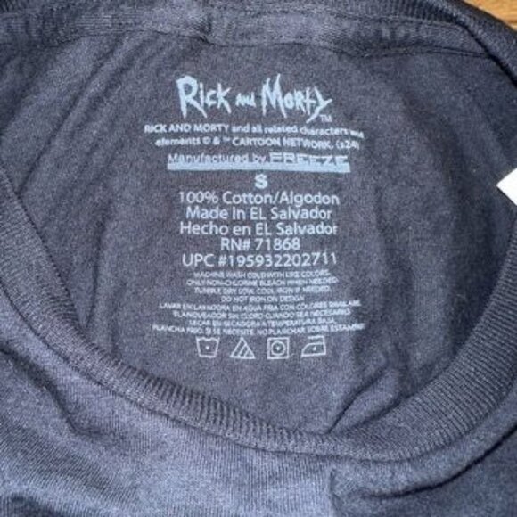 Rick and Morty Short Sleeve Crewneck Tee Shirt Black Small Men's Cartoon Network - Picture 3 of 3